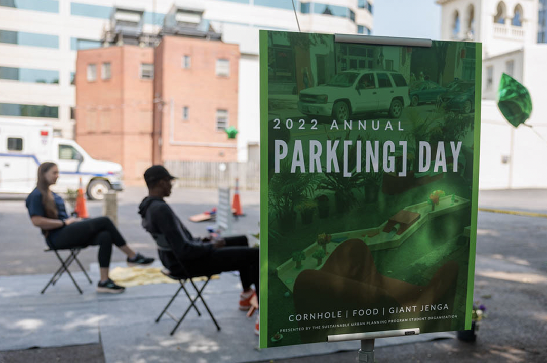 Parking Day with banner in DC