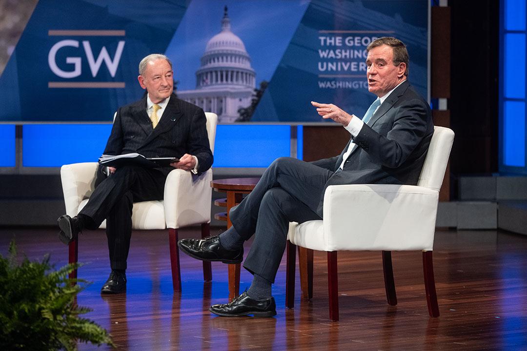 GW Business and Policy Forum, 2 men speaking