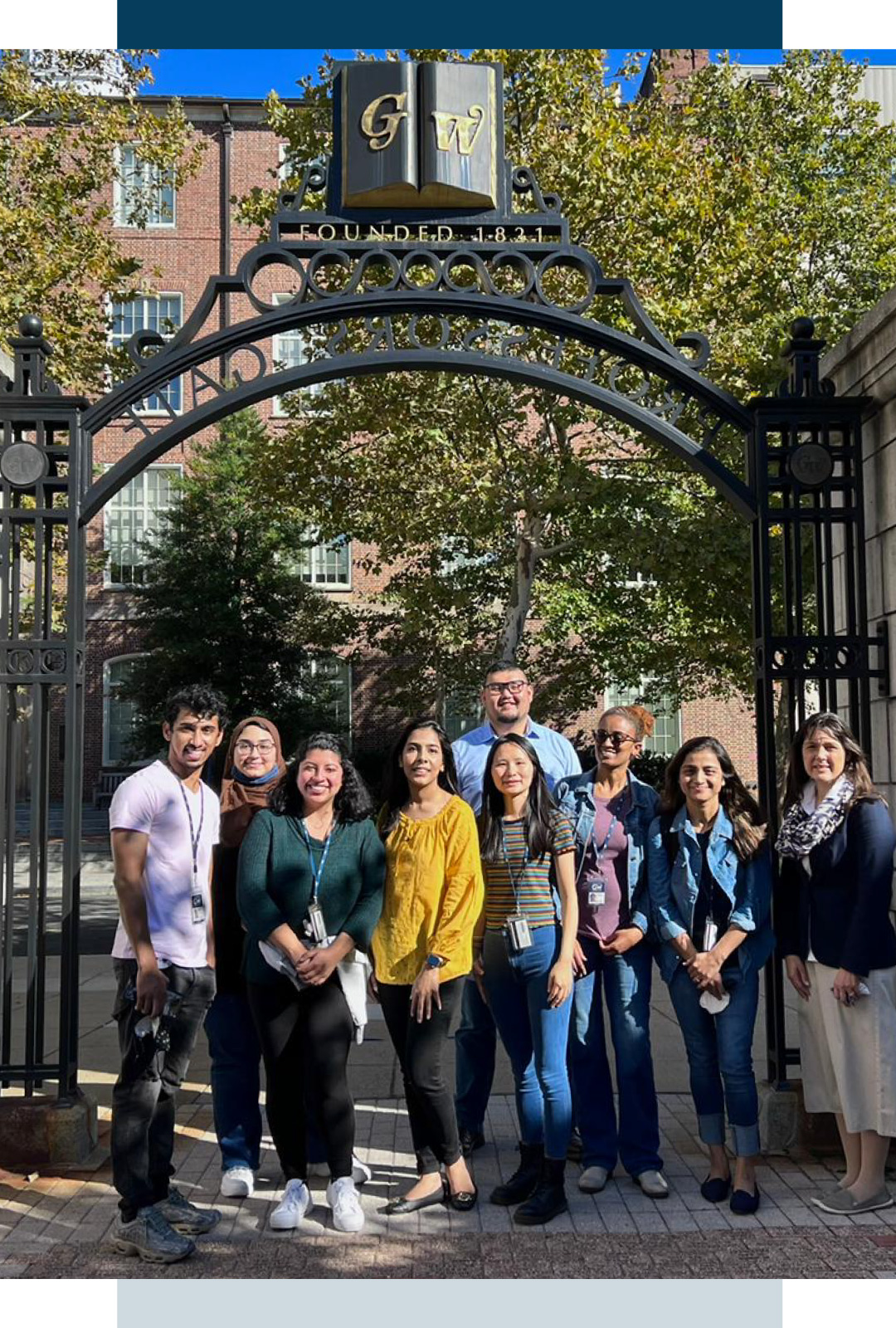 Group of students in front of GW Gate