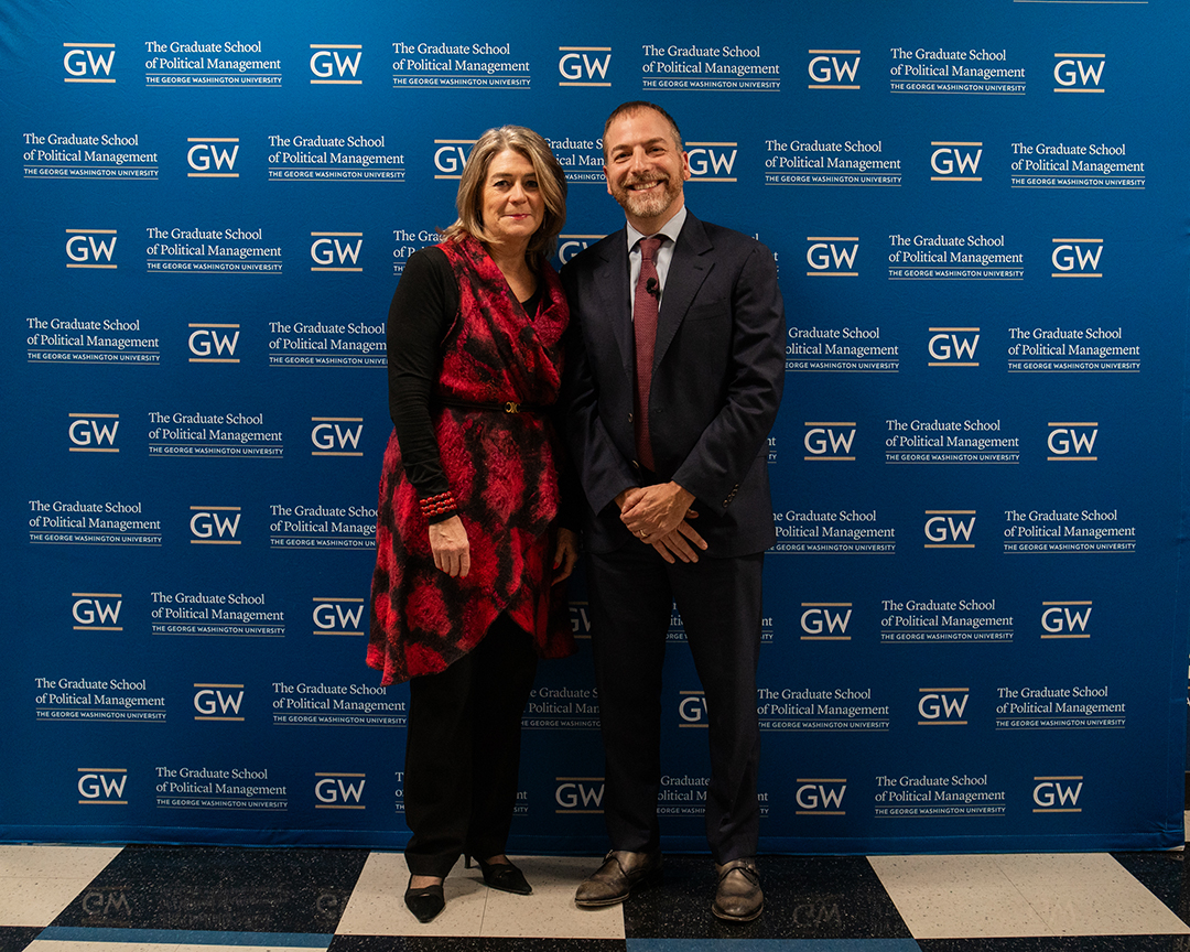 Michele Manatt, daughter of Charles Manatt and a member of the GSPM Board of Advisors, Charles “Chuck” Todd, NBC’s chief political analyst.