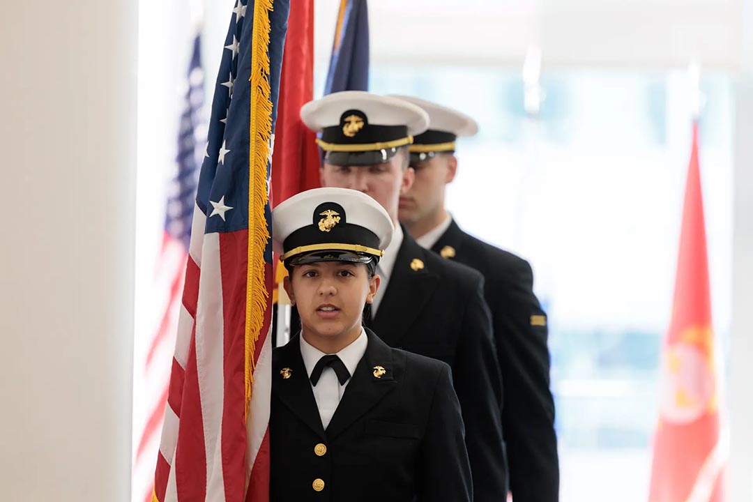 Members of GW's Capital Battalion presented colors at the ceremony.