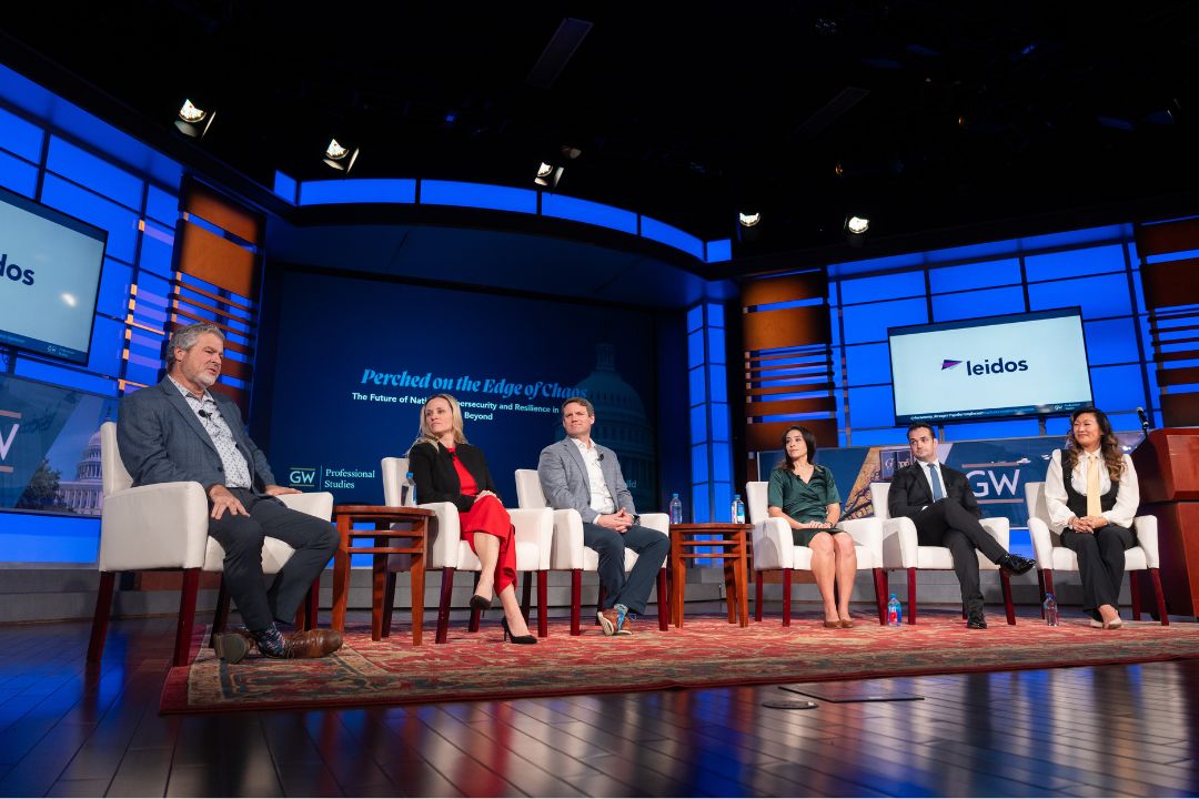 Panel 1, Left to Right: Lucian Niemeyer, Morgan Adamski, Matt Hayden, Alison King, Michael McLaughlin, and Katheryn Wang sit together onstage 