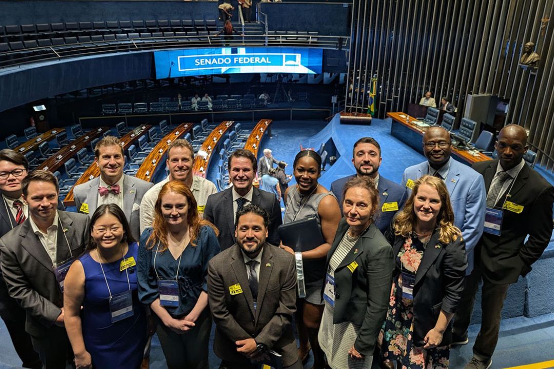 GSPM group poses on the Senate floor in Brasilia, Brazil.