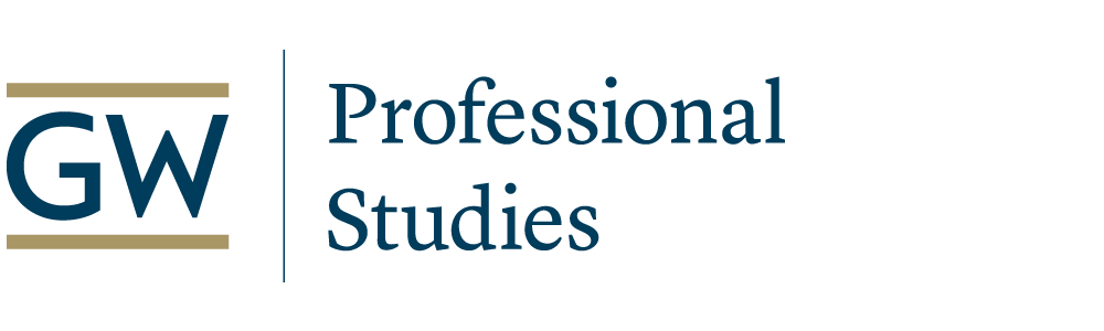 GW Professional Studies Logo in blue and buff