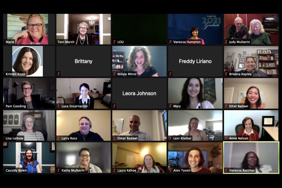 Virtual LEX Cermony with 25 people, mostly cameras on