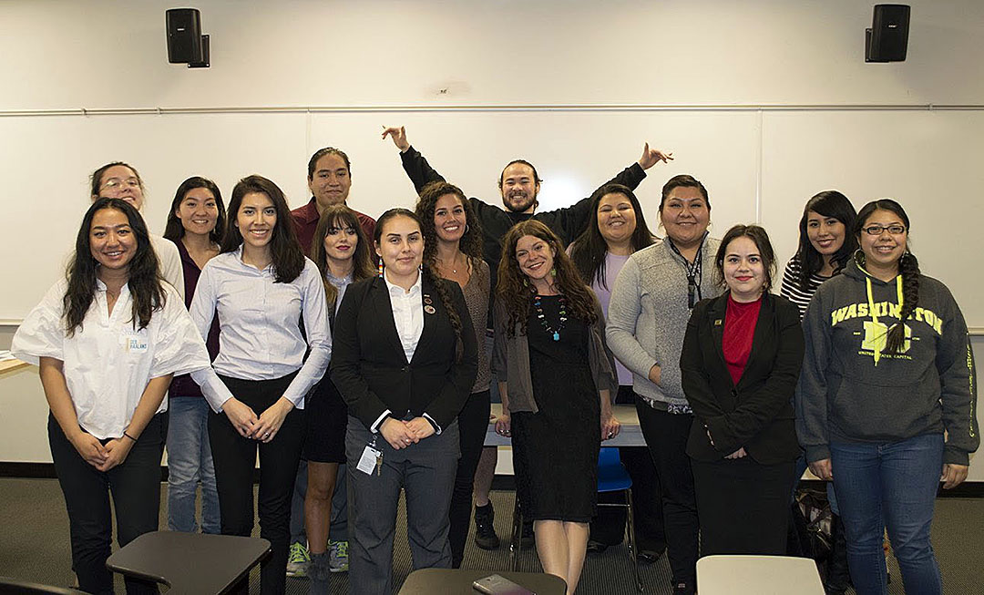 NAPLP students wtih Native laywer and playwright Mary Kathryn Nagle