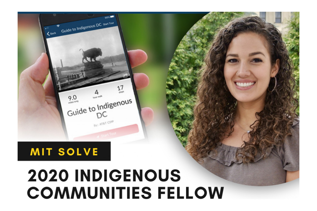 Elizabeth Rule 2020 Indigenous Communities Fellow MIT Solve with image of an App open on a cell phone