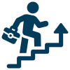 Person with briefcase climbing staircase