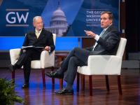 GW Business and Policy Forum, 2 men speaking