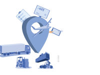 Supply chain image with truck and other assets