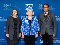 Dean Riddle with GW President and GW Provost