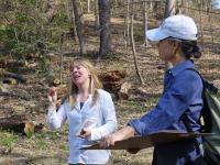 Claudia West (left) and landscape architect, Liza Gilbert (right) during site visit to Dumbarton Oaks Park.