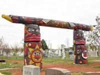 Liberty and Freedom Totem poles in Congressional Cemetery