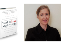 Book cover Work is Love Made Visible with co-author Sarah McArthur in black shirt