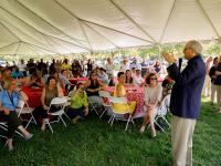 New GW President Thomas LeBlanc speaks to faculty and staff at the Proud to be GW Festival at VSTC (William Atkins)