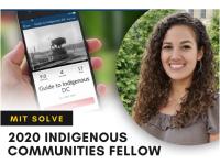 Elizabeth Rule 2020 Indigenous Communities Fellow MIT Solve with image of an App open on a cell phone