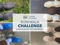 GW Campus Recreation Run Walk Challenges with picture of legs and sneakers