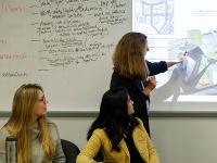 SUP students showing land use study with buildings on the screen