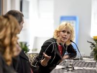 Prof. Connie Uthoff speaking on a panel