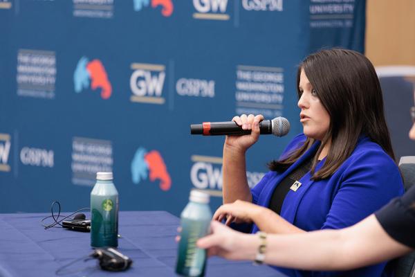 Melissa Brown (MPS '22) speaking on Panel 2: Perspectives from Students.