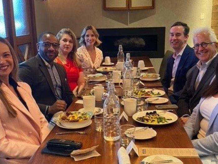 Public Relations and Communications faculty sit at dinner table