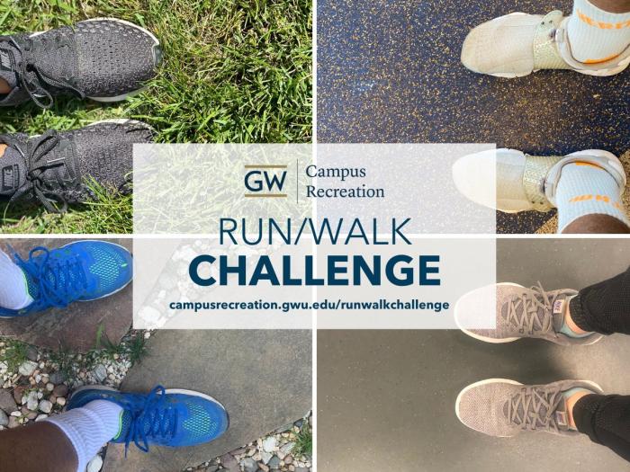 GW Campus Recreation Run Walk Challenges with picture of legs and sneakers