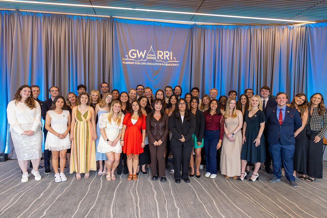 Academy for Civic Education and Democracy students pose for group photo